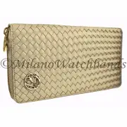 Glam Rock Golden Beige Hand Braided Techno Silk Womens Wallet Organizer BW002-36