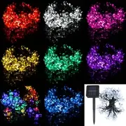 7M 50 LED Solar Christmas String Light Blossom Flower Fairy Lamps Outdoor Christmas Decorations Clearance Christmas Lights 837 WARM WHITE