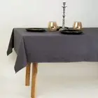 Solid Grey Plain Tablecloth Block Print Indian Cotton Kitchen Dining