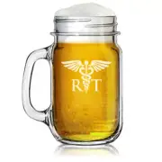 16oz Mason Jar Glass Mug w/ Handle RT Respiratory Therapist
