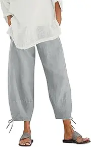 [Generic] Plus Size Pajama Pants 5X Waist Pant with Pocket Loose Harem Pants Pure Colour Crop Pants Sweat Pants Women
