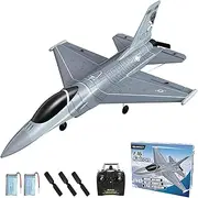 RCSHOBBY RC Plane 2.4Ghz F-16 Fighting Falcon 4-CH Remote Control Airplane RC Jet with X-Pilot Stabilizer System and One Key Aerobatic,Ready to Fly for Adults(2 Batteries)