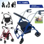 6 Wheel Foldable Rollator Walker & Seat for Seniors Walking Rolling Lightweight