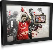 ORIMAMI Signed Soccer Steven Gerrard Poster Framed Photo Gift 8x6 Inches,with 1x35mm Film Mini Cell Display,Amazing Gifts for Liverpool Fans