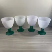 Tupperware Impressions Stemmed Goblets Set of 4 Green Stems Parfait Sundae New!