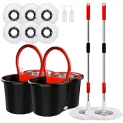 EasyWring 360° Head Easy Spin Dry Floor Mop Bucket 3x Mop Head Microfiber