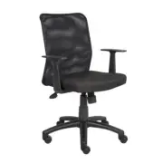 BOSS Office Products Task Chair Seat Height Adjustment Mesh Black W/ T-Arms