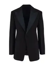 Salvatore Ferragamo Single-Breasted Tuxedo Tailored Blazer IT50 Black