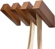 Wood Wall Hooks, 4Pack Coat Hooks Mounted Rustic Walnut -4 Pack