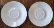 Corelle 2 Saucers White With Blue Rim 6-1/4 Inch