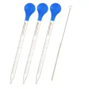 3 Pcs 5ml Borosilicate Glass Graduated Dropper Pipettes Kit with Brush, Clear
