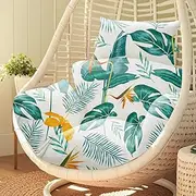 Uthem Waterproof Egg Chair Cushion Replacement 47x31.5x4.7 inch Thicken Hanging Egg Swing Chair Cushion Indoor Outdoor Wicker Rattan Hammock Basket Cushion with Headrest Pillow, Yellow-Green Leaf