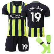 Beakey Manchester City Away GUNDOGAN #19 Soccer Jersey for Kids Adult 3 Pcs Outfits