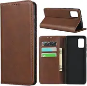 Cavor for Samsung Galaxy A31 Case,Cowhide Pattern Leather Case Magnetic Wallet Cover with Card Slots (6.4") -Dark Brown