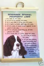 SPRINGER SPANIEL PROPERTY LAWS WALL HANGING DOG NOVELTY 33