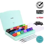 HIMI Gouache Paint, Set of 24 Colors×30ml with Paint Brushes, Unique Jelly