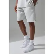 Mens Light Grey Man Active Training Dept Oversized 5inch Embossed Short