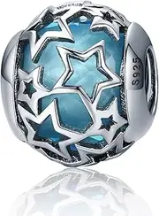 [DOYIS] Star Charms Fit for Pandora Charm Bracelet 925 Sterling Silver Blue Glass Charms Fashionable Jewelry Gift