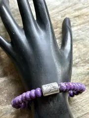 Kokopelli Purple 7 Inch Stretch Stretchy Elastic Bead Bracelet Gift