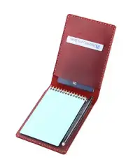 fit for 15x10cm Notepad holder pad pen bag Note cover notebook Leather red X90