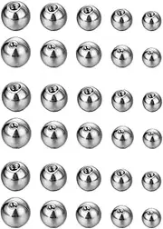 [klahh] 30Pcs Silver Piercing Balls Silver Replacement Parts for Nose Lip Tongue Belly Piercing Jewellery, /, Stainless Steel, /