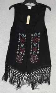 NEW Ariat Womens Bacall Vest Embroidered Black Size Small Fringe