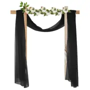 Wedding Arch Drape Fabric, 9.8ft x 4.9ft Black Chiffon Fabric Panels Pack of 2