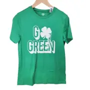 NEW Old Navy XL "Go Green" Graphic T-Shirt Cotton & Polyester Vibrant Green