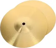 HOLIDYOYO 2pcs Brass Drum Cymbal, Cymbal Musical Instrument, Traditional Cymbal, Hi-hat Cymbals, Golden Splash Cymbal, Cymbal Stand for Players Beginners 8 Inches