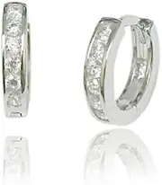 [Tisoro] Sterling Silver Clear Cubic Zirconia Huggie Stud Earring