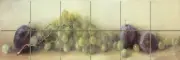 24 x 8 Art Grape Mural Tumbled Marble Backsplash Bath Tile #112