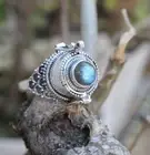 Silver Plated Poison Ring For Women & Girl With Natural Labradorite Gemstone P80