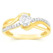 9ct Yellow Gold 19 Cubic Zirconia Ring, K