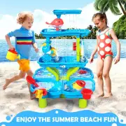 Kids Beach Sand and Water Sandpit Outdoor Waterfall Water Table Toys Playset AU
