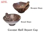 Coconut Shell Deseret Cup with Spoon Ceylon Eco Friendly 100 % Natural