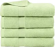 [LINENOVA] 4 Pack Bath Towels Set 68x132cm, 100% Combed Cotton Premium Towels for Bathroom, 550GSM Softness Quick Dry and Absorbent Adult Towels for Daily Use, Pea Pod