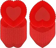 30Pcs Silicone Cupcake Liners, 2.75" Heart Shaped Muffin Baking Cups Mold Reusable Cupcake Mold Nonstick Silicone Baking Pan Heat-Resistant Pastry Muffin Liner for Kitchen Birthday Party