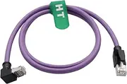 RJ45 Cat6 Ethernet Patch Cable, 1Gbps High-Speed for PC TV Router Printer EtherCAT Profinet Industrial Camera Switch Network, Weatherproof UV Resistant, Purple, Up Angled to Straight, 1m