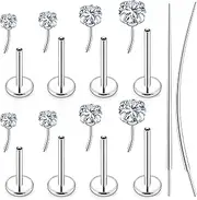 [Oicctyzio] 18/20g Nose Rings Studs Flat Back Earrings Surgical Steel 6/7/8mm Threadless Cartilage Helix Tragus Labret Medusa Piercing Jewelry for Women Men Aretes Para La Nariz