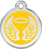 Red Dingo Enamel Angel Wings Tag - Yellow - Lifetime Guarantee - Cat, Dog, Pet I