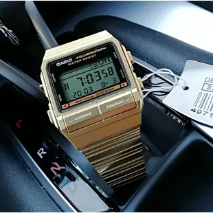 卡西歐電子錶男女款可存電話多功能潮流金色數字復古表DB-380G-1D