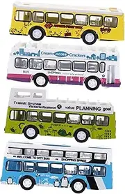 ERINGOGO Alloy Bus Model Car Toys for Boys and Girls 4pcs Pull Back City Bus Toys 1:60 Scale No Batteries Needed