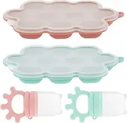 Baby Fruit Food Feeder and Freezer Tray Set Breastmilk Popsicle Molds for Baby Cooling Relief Silicone Dishwasher Safe for Refrigerator for Safe Infant Self Feeding