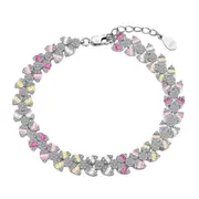 ANYCO Bracelet Iced Out s925 Sterling Silver Bracelet Jewelry Set Cz Cubic Zirconia Colorful Pink Stone Diamond Tennis Bracelets Women