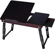 Laptop Bed Tray Bed Table, Laptop Desk Adjustable Portable Breakfast Serving Bed Tray with Tilting Top Drawer Foldable Computer Desk Efficency