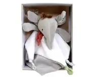 DouDou et Compagnie Paris Elephant Plush Lovey Security Blanket 9" White Gray