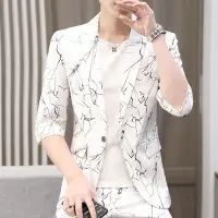 在飛比找蝦皮購物優惠-男西裝 一件代發新款夏季薄款青年韓版緊身小西裝男士時尚休閒西