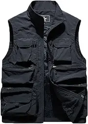 [AKTQL88] Men's Multi-Pocket Vest Sleeveless Casual Gilet Outdoor Sports Vest Mesh Breathable Gilet for Fishing Photography