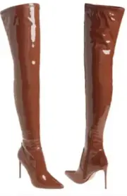 Steve Madden Viktory Cognac Patent/Over The Knee/Stiletto Heel Boots/NIB/6.5