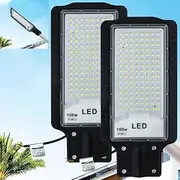 100W LED Street Light 6500K Superbright Street Lamp, IP66 Security Wall Lamp Tree Lamp Outdoor Light for Yard Garden Stadium Garage Playground (2PC)